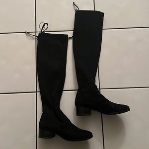 Zara Basic Black Boots, Over The Knee, Size 35 (4.5)